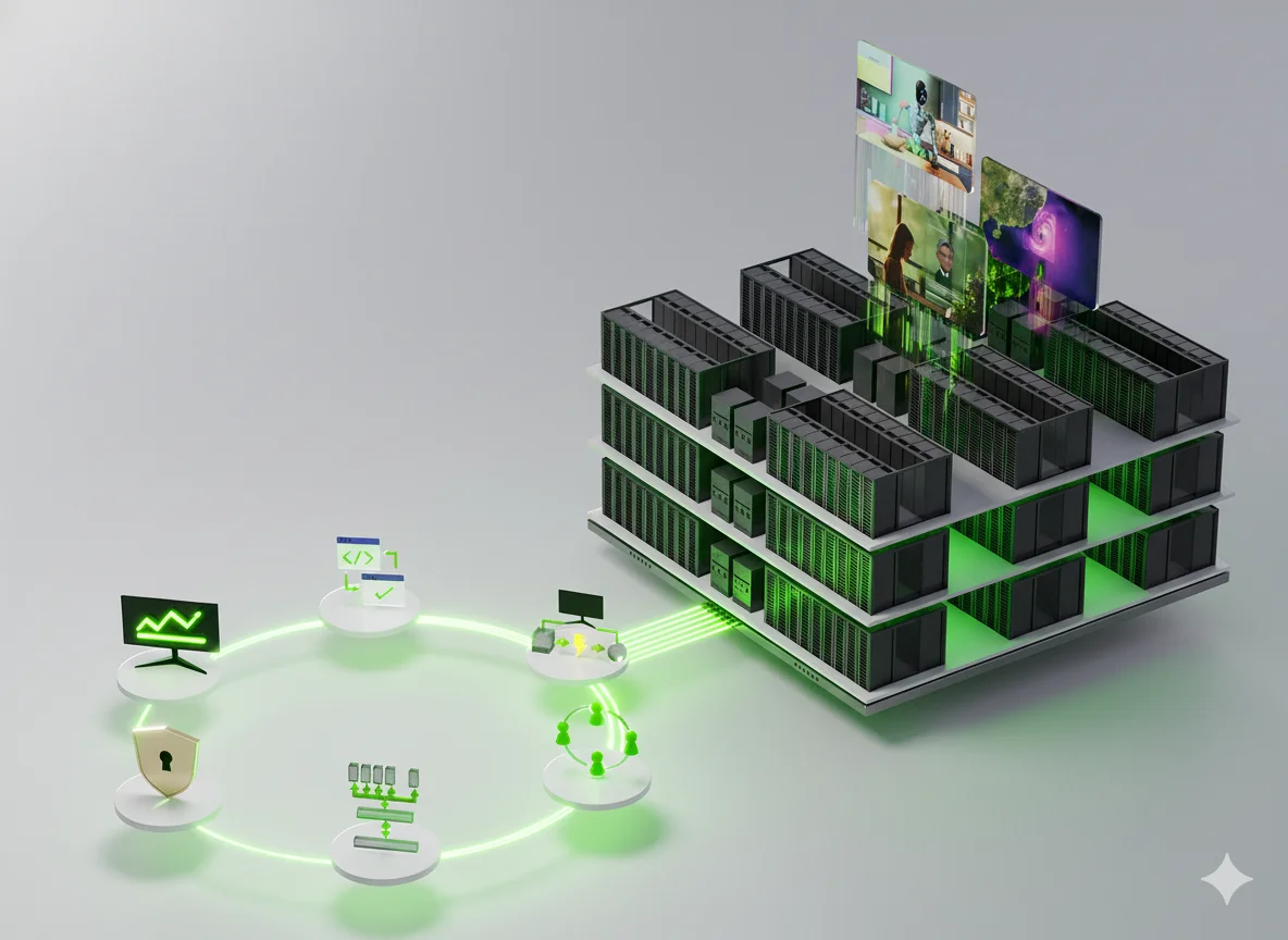 AI Data Center Enviando Datos a Usuarios